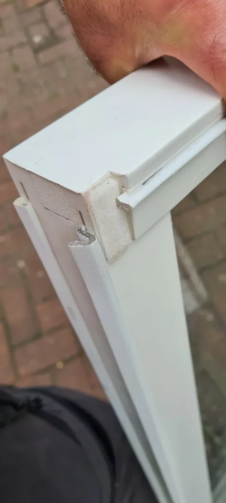Brush seals fitted along the edge of a timber sash